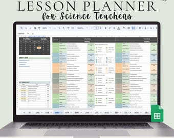 Science Teacher Lesson Planner 2026 Academic Calendar Digital Lesson Plan Spreadsheet Science Teacher Homeschooling Planner Science Lesson