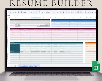 Resume Builder Template, Google Sheets Resume Toolkit (Digital Download)