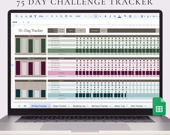 75 Day Challenge Tracker Spreadsheet, Habit & Workout Log (Digital Download)