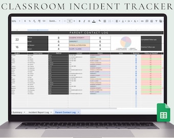 Student Incident and Parent Communication Log Google Sheets Classroom Behavior Tracker Teacher Documentation System