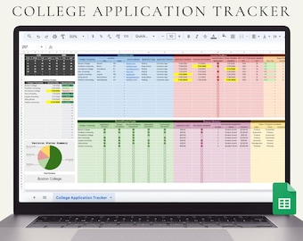 College Application Tracker Google Sheets Student Organizer College Student Planner College Application Tracker Spreadsheet Student Planner