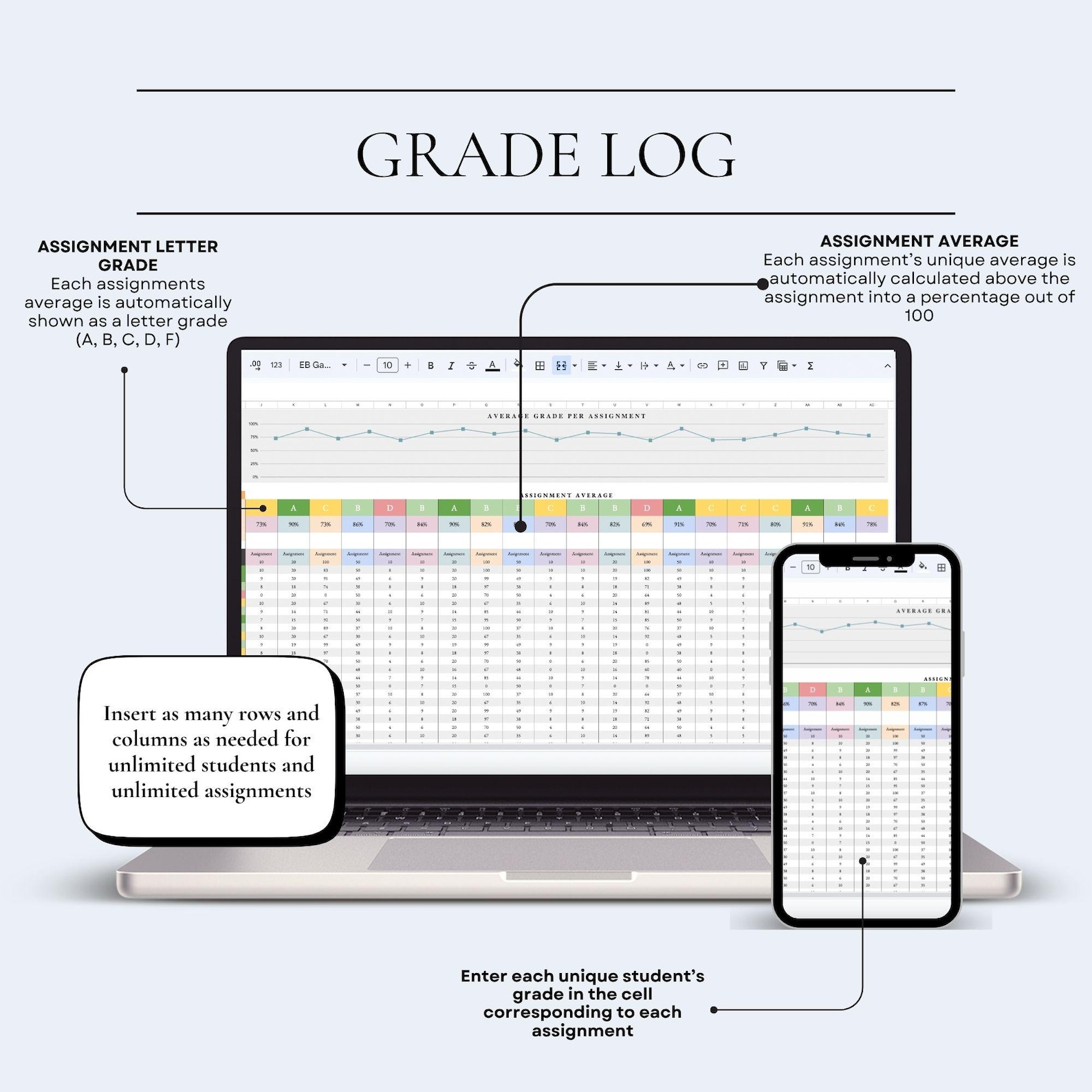 Digital Teacher Gradebook Spreadsheet Assignment Tracker for Teacher ...