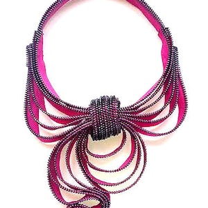 My Scarf Zipper Necklace in Brilliant Fushia image 2