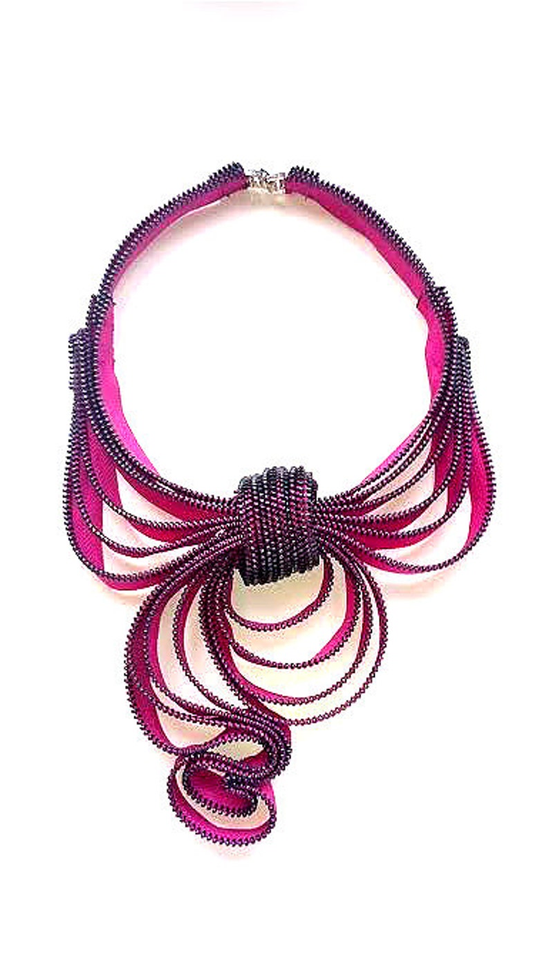 My Scarf Zipper Necklace in Brilliant Fushia image 2