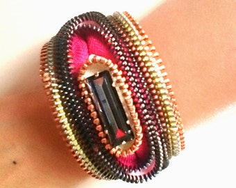 Space Rainbow Zipper Cuff Bracelet