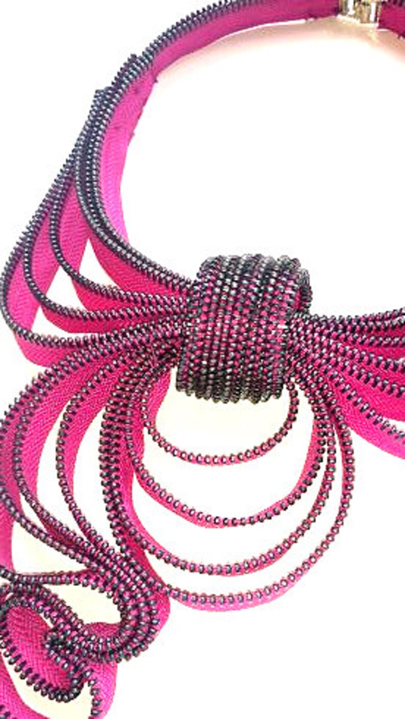 My Scarf Zipper Necklace in Brilliant Fushia image 3