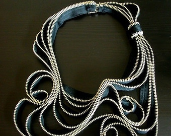 The Tangled Metal Zipper Necklace