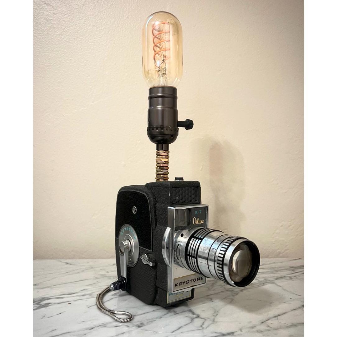 Keystone Electric Eye K7 8mm Vintage Film Camera Table Lamp - 1960s - Camera Lamp - Burning Man Lamp - Steampunk Camera Lamp - Retro Lamp