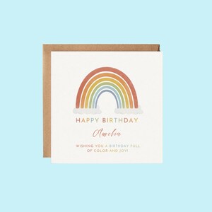 Printable Personalised Children's Rainbow Birthday Card,Rainbow Theme,Family,Bday Gift for Child,Daughter Birthday Card,2nd Birthday,4th,5th