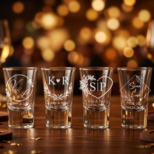 Schnapsglas personalisiert Hochzeit • Gravur Initialen & Datum • Gastgeschenk Hochzeit • Hochzeitsgeschenk • Lasergravur • Wunschgravur