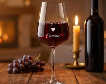 Weinglas personalisiert mit Name – graviertes Weinglas mit Wunschtext – Geschenk für Freundin, Frau & Geburtstag – personalisiertes Glas