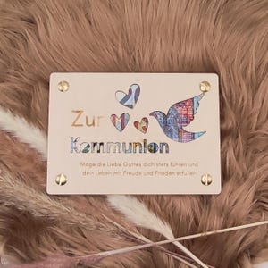 Erstkommunion Geschenke für Jungs & Mädchen – Holzkarte Kommunion, Geldgeschenke Ideen, Kommunionskarten Karte mit Fisch Heilige Kommunion