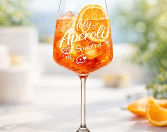 Personalized Aperol glass with engraved name – Holy Aperoli [Name] – Personalized gift for women, birthday, Mother's Day, fun summer glass