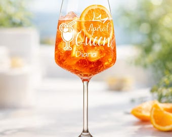 Aperol Queen Glas mit Namen graviert • Personalisiertes Aperol Spritz Glas • Geschenk Freundin Geburtstag