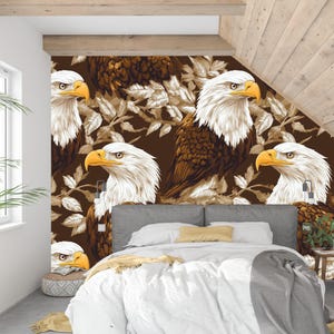Carta da parati Eagle - Maestosa carta da parati con aquila per soggiorno, decorazione murale a tema natura, rivestimento murale con arte della fauna selvatica