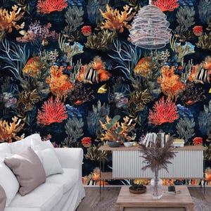 Coral Reef Wallpaper: Tropical Fish Ocean Scene Wall Mural