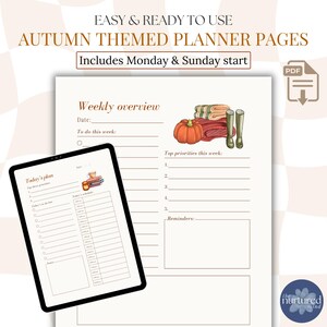 Autumn Themed Planner Pages: Fall Themed Planner Inserts (A4/A5/US Letter sizes; PDF Download)