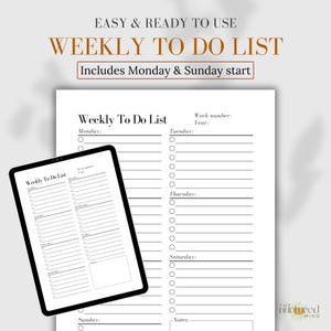 Printable Weekly To Do List | Digital Weekly Planner | Minimal To Do List Template | Task List | PDF Download | A4/A5/USLetter