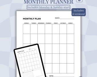 Monthly Planner: Minimal Planner Insert (A4/A5/USLetter sizes, PDF Download)