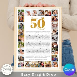Regalo per il 50° compleanno: 50 motivi per cui ti amiamo stampabile (modello Canva modificabile, download digitale)