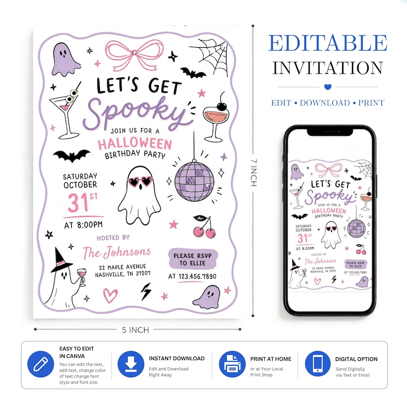 Lets Get Spooky Halloween Invite, Ghost Party Birthday Invitation, Kids Halloween Costume Party, Editable Halloween Birthday Invite, Printable Spooky Party Invitation, Canva Halloween Costume Template, Cute Ghost Kids Party Invite, Trick or Treat Celebration Card, October Halloween Party Invite, Instant Download Invitation, Editable Printable Costume Invite, Kids Birthday Halloween Card, Spooky Ghost Celebration, Costume Party Template, Halloween Birthday Party Invitation