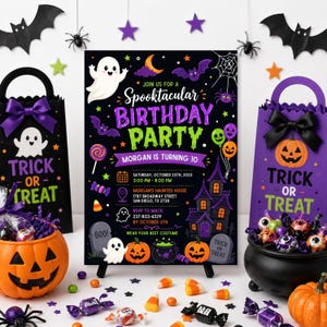 ghost Halloween birthday invite for kids, editable spooktacular party invitation, Canva Halloween birthday template, cute ghost kids party card, printable Halloween celebration invite, friendly ghost birthday invitation, editable digital party template, instant download Canva invite, spooky birthday party for children, October costume party invitation, personalized kids birthday card, fun ghost themed celebration, cute spooky Halloween invite, child birthday party template