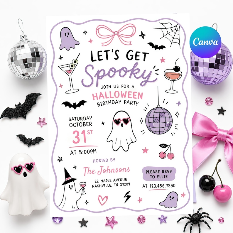Lets Get Spooky Party Invite, Ghost Party Invitation, Halloween Birthday Kids Invite, Halloween Costume Party Invitation, Editable Halloween Invitation, Spooky Birthday Party Invite, Kids Halloween Party Template, Printable Ghost Party Invite, Canva Halloween Invitation, Trick or Treat Birthday Invite, Cute Halloween Party Card, Costume Party Birthday Invite, Instant Download Invitation, Editable Printable Halloween Invite, October Birthday Party Invitation