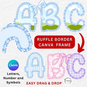 Ruffle Border Canva Letters, Ruffle Canva Frames, alphabet canva frame, Canva Letters, Canva Frames, Doodle Letter Canva Frame Template