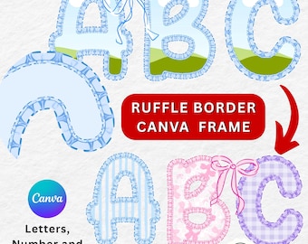 Ruffle Border Canva Letters & Frames: A-Z Alphabet Template (PDF Download)