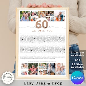 60 Reasons We Love You, 60th Birthday Gift, Anniversary Gift, Custom Gift, 60th Birthday Gifts For Women, 60th Birthday Gifts For Men