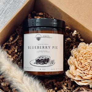 Geurkaars Blueberry Pie | 100% natuurlijke sojawas | Handgegoten | 4 oz 8 oz 16 oz | Cadeauset | 39 verschillende geuren om uit te kiezen