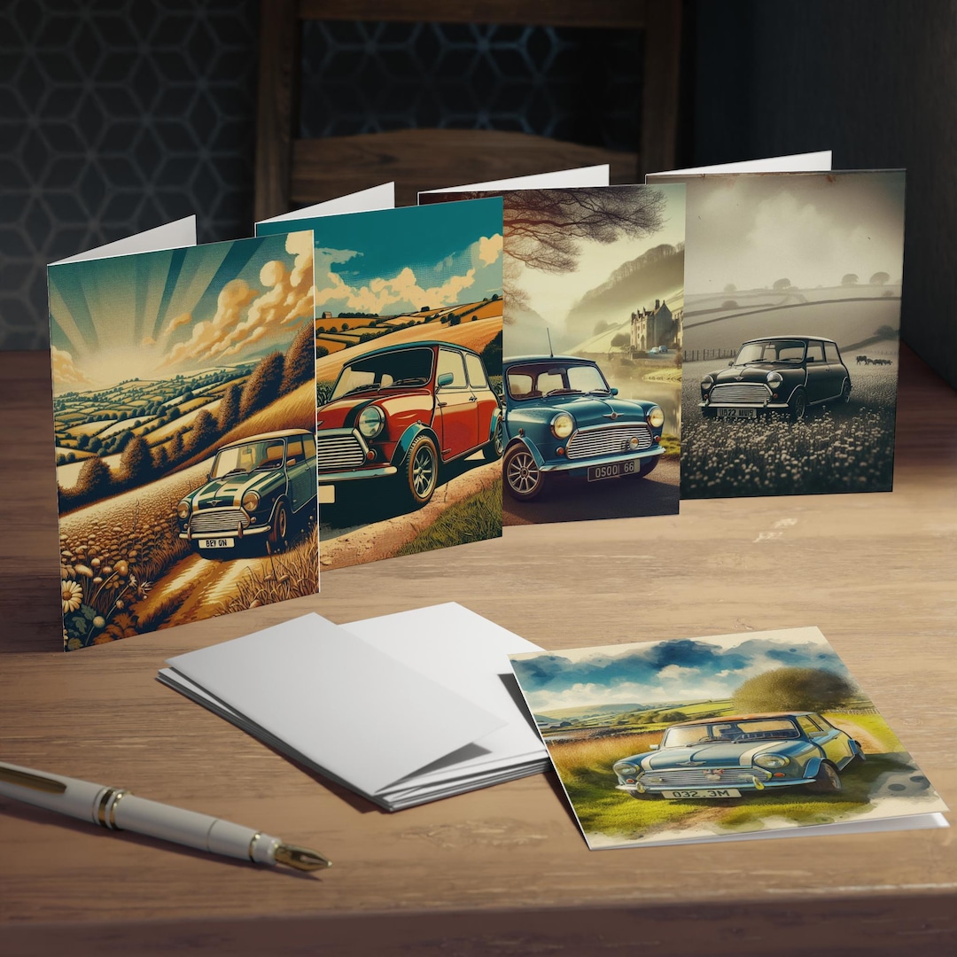 Classic Mini Car Greeting Card Set: Scenic Art Cards - Etsy