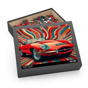 Retro Jaguar E-type Puzzle - Vintage Sports Car Jigsaw, 500 Pieces, Best Gift for Car Lovers, Family Fun Activity, Classic Car Decor