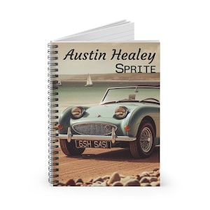 Cahier à spirales Austin Healey Frogeye Sprite - Lignes ordonnées, passionné de voitures, dossiers d'entretien, carnet de voyage