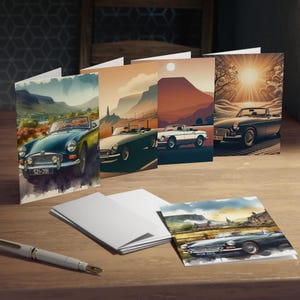 Cartes de voeux MGB vintage, cartes de correspondance de voiture classique, papeterie automobile nostalgique, coffret cadeau pour passionné de voiture, cartes illustrées scéniques