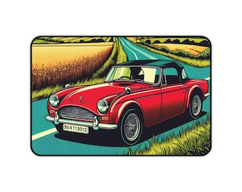 Triumph Vintage Car Desk Mat: Retro Automotive Office Decor