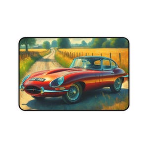 Jaguar E-type Desk Mat, Classic Car Home Office Decor, Automotive Desk Accessories, Retro Car Lover Gift, Stylish Workstation Mat