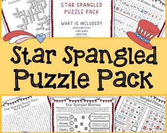 Patriotic Puzzle Pack | Printable Logic & Word Games for Kids, Families and Classrooms