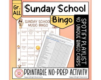Sunday School Bingo | Printable Bible Song Game for Kids, Families & Church Groups