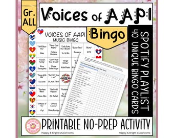 AAPI Heritage Month Bingo | Printable Music Game for Families, Classrooms & Celebrations