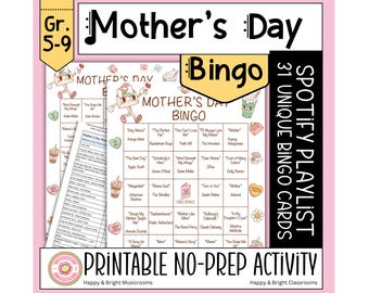 Mother’s Day Music Bingo | Printable Songs Game for Families, Classrooms & Parties