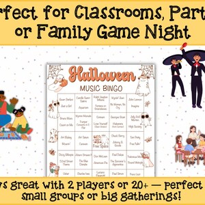 Easy no-prep printable bingo for kids learning about Hispanic culture.
