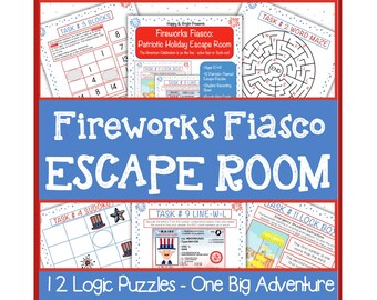 Patriotic Escape Room | Printable Fireworks Fiasco Puzzles Game for Kids, Families & Classrooms