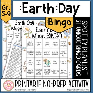 アースデイ ミュージックビンゴ | お子様、ご家族、教室向けの印刷可能な歌ゲーム