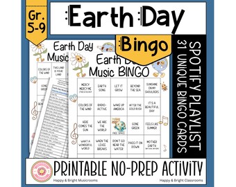 Earth Day Music Bingo | Printable Songs Game for Kids, Families & Classrooms