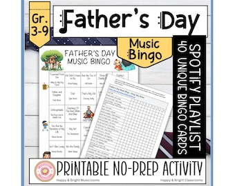 Father’s Day Music Bingo | Printable Songs Game for Families, Classrooms & Parties