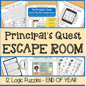 Escape Room for Classroom | TWEEN End of Year Printable Puzzle Activity | School Game Grades 4-7 | Teacher Resource | Classroom Party Fun