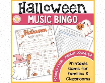 Halloween Music Bingo | Printable Songs, Party Game for Kids, Family Night & Classrooms
