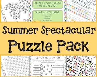 Engaging Summer Puzzles: Printable Activities for Grades 4-8, Summer Fun Worksheets, Brain Teasers, Rainy Day Puzzles, Code Breaker Bundle