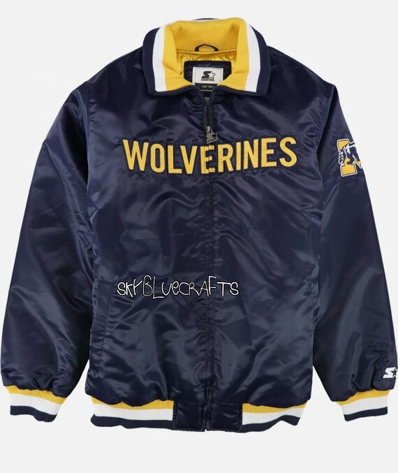 Starter Men's Michigan Wolverines Jacket Blue Avirex Varsity